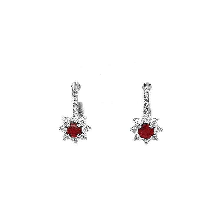 Goldohrringe mit Rubinen und Diamanten