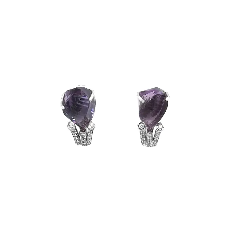 Goldohrringe mit Amethysten und Diamanten