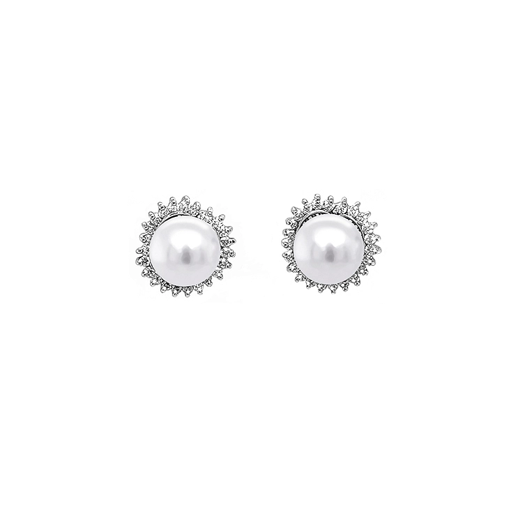 Goldohrringe Naturperlen und Diamanten