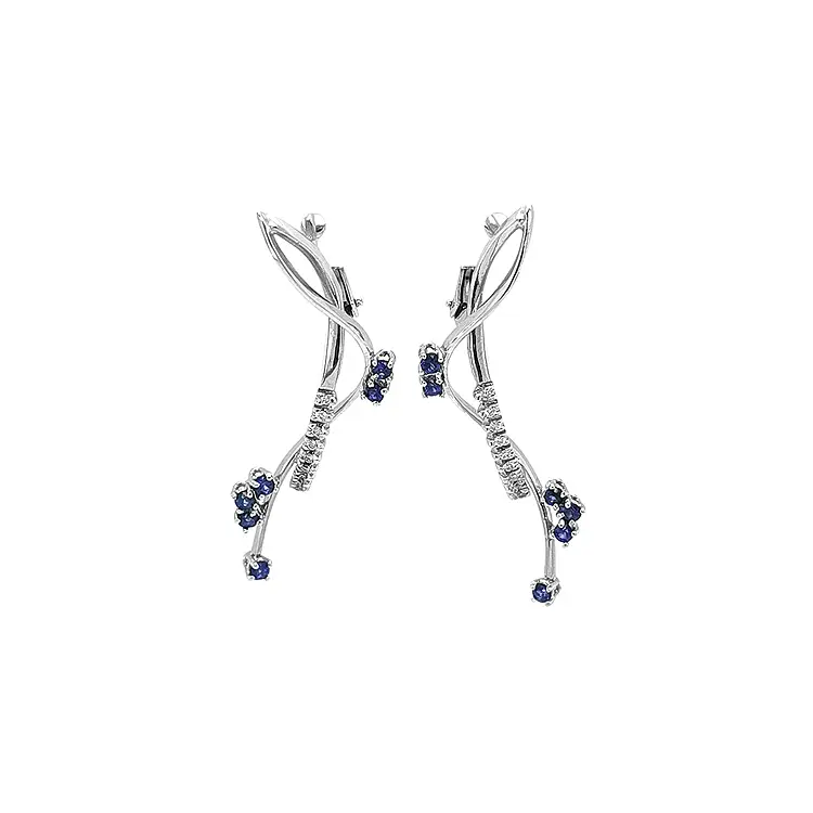 Goldohrringe mit Saphiren und Diamanten