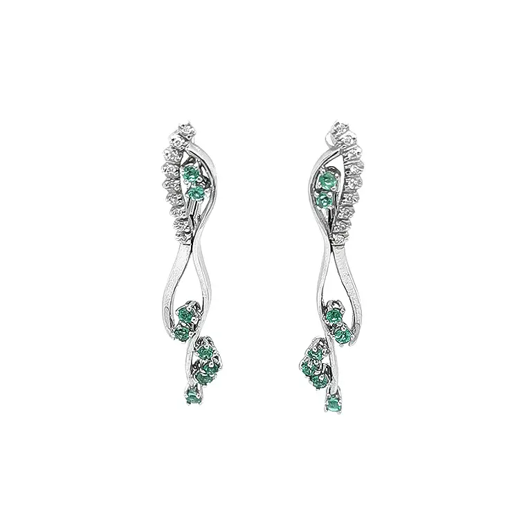 Goldohrringe mit Smaragden und Diamanten