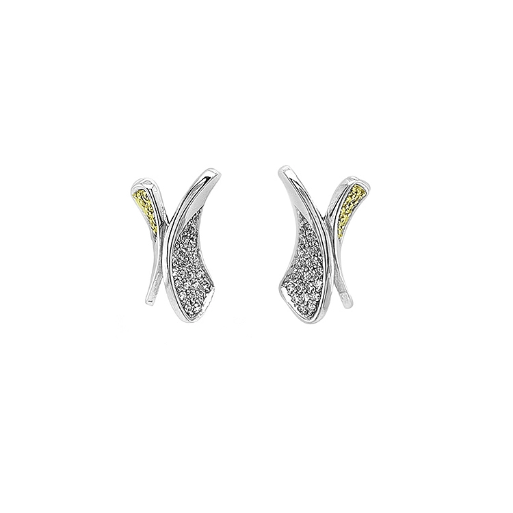 Goldohrringe mit gelben und weißen Diamanten