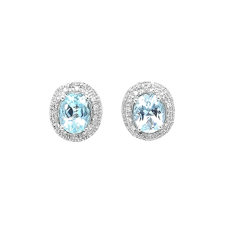 Goldohrringe mit Aquamarinen und Diamanten