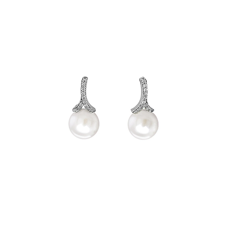 Goldohrringe Naturperlen und Diamanten