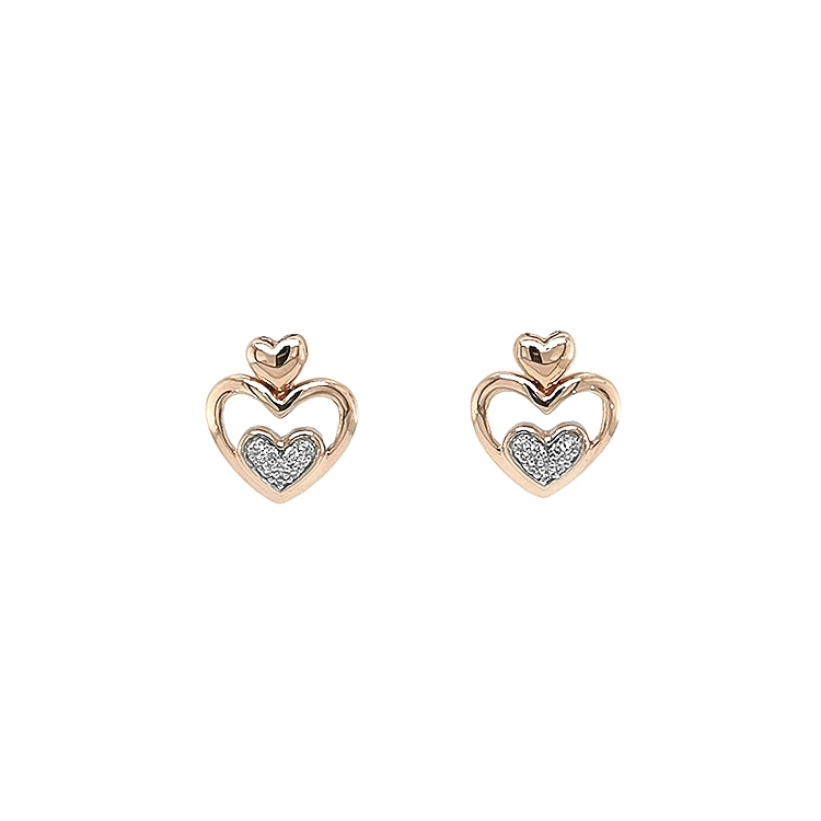 Goldohrringe in Herzform mit Diamanten