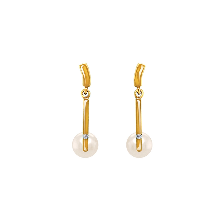 Goldohrringe Naturperlen und Diamanten