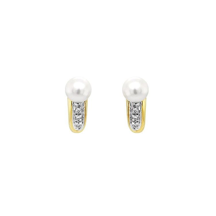 Goldohrringe Naturperlen und Diamanten