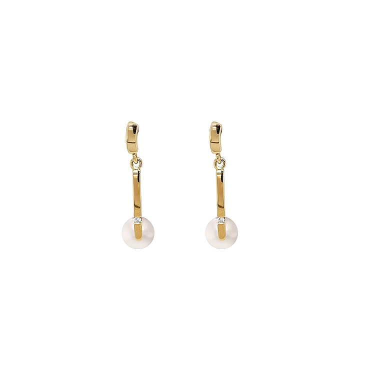Goldohrringe Naturperlen und Diamanten