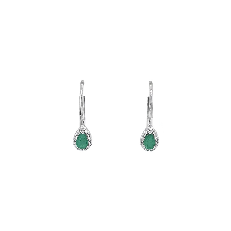 Smaragd-Ohrringe mit Diamanten aus Weißgold