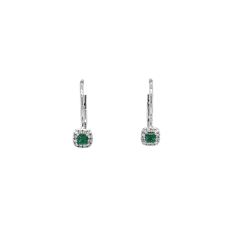 Smaragd-Ohrringe mit Diamanten aus Weißgold
