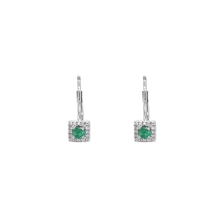 Smaragd-Ohrringe mit Diamanten aus Weißgold