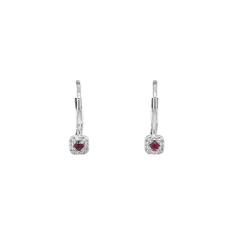 Rubin-Ohrringe mit Diamanten aus Weißgold