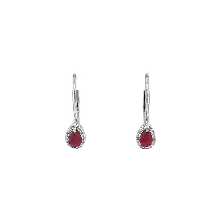 Rubin-Ohrringe mit Diamanten aus Weißgold