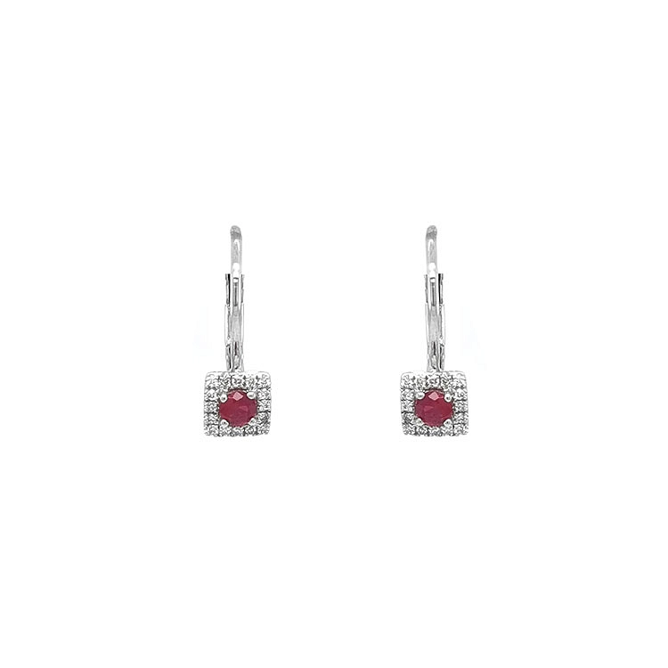 Rubin-Ohrringe mit Diamanten aus Weißgold