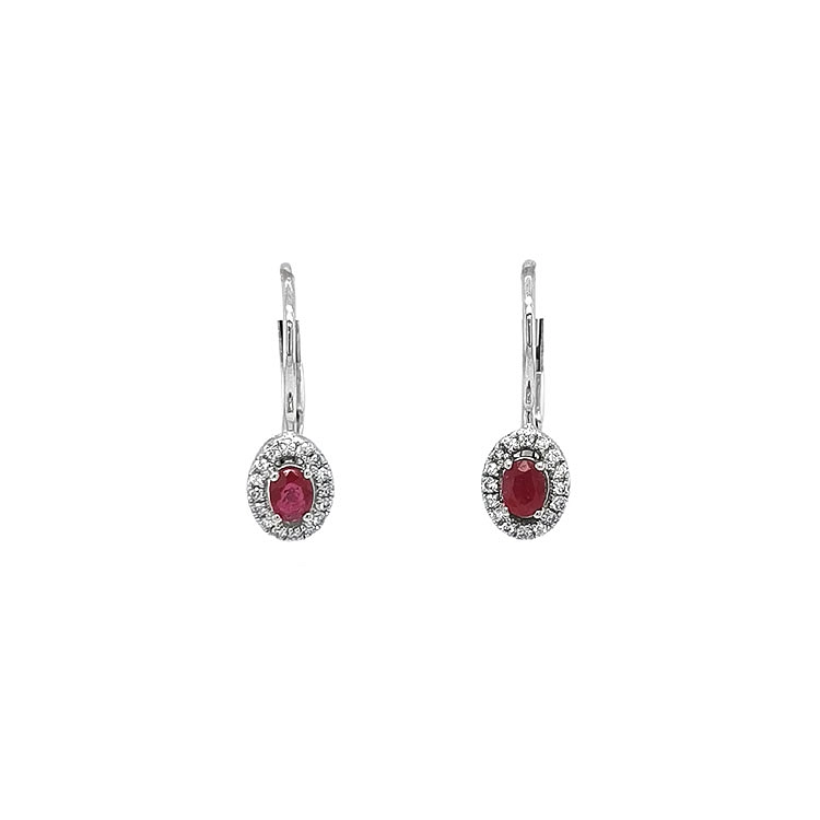 Rubin-Ohrringe mit Diamanten aus Weißgold