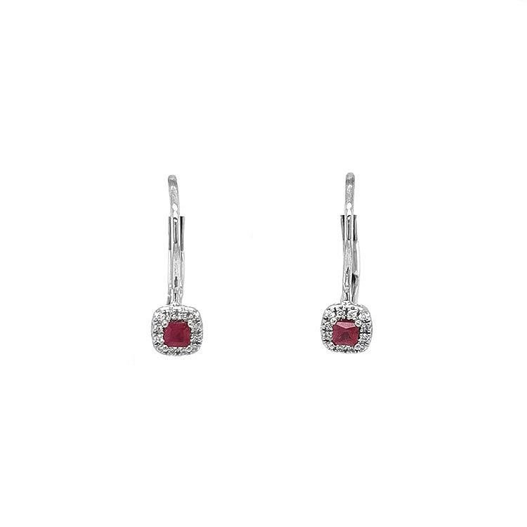 Rubin-Ohrringe mit Diamanten aus Weißgold