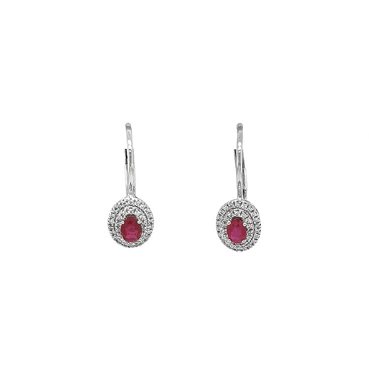Rubin-Ohrringe mit Diamanten aus Weißgold