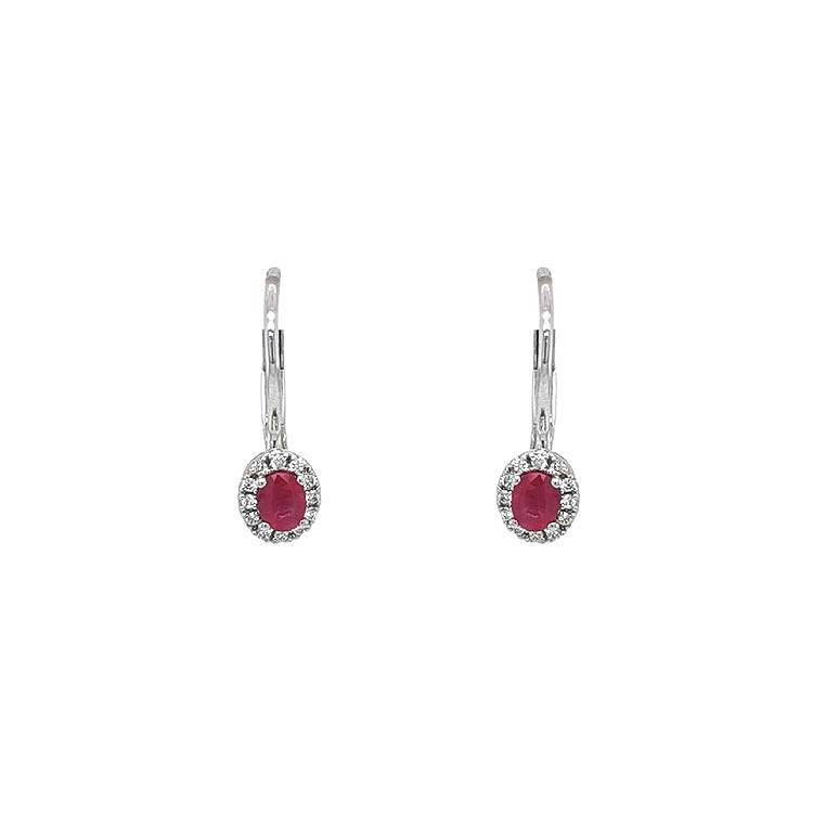 Rubin-Ohrringe mit Diamanten aus Weißgold