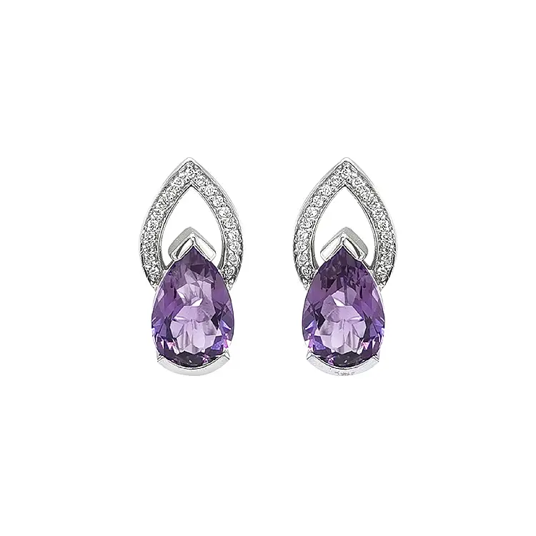 Goldohrringe mit Amethysten und Diamanten