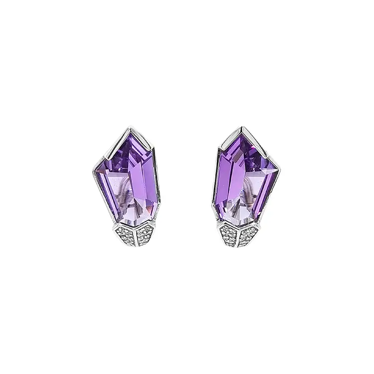 Goldohrringe mit Amethysten und Diamanten