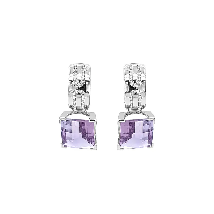 Goldohrringe mit Amethysten und Diamanten