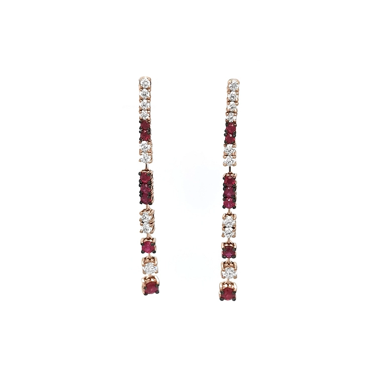 Goldohrringe mit Rubinen und Diamanten