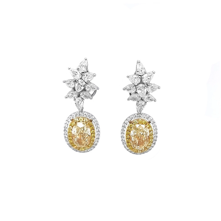 Goldohrringe mit gelbem Diamanten