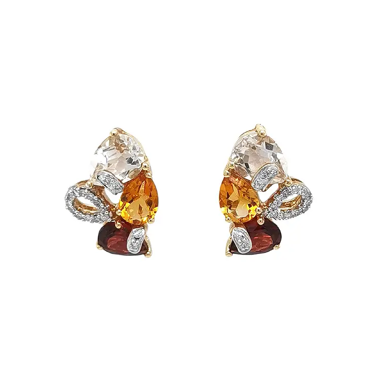 Gold-Ohrringe Halbedelsteine und Diamanten