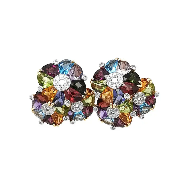 Gold-Ohrringe Halbedelsteine und Diamanten