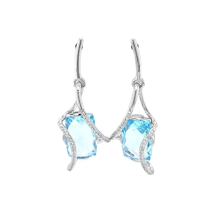 Gold-Ohrringe Topas und Diamanten