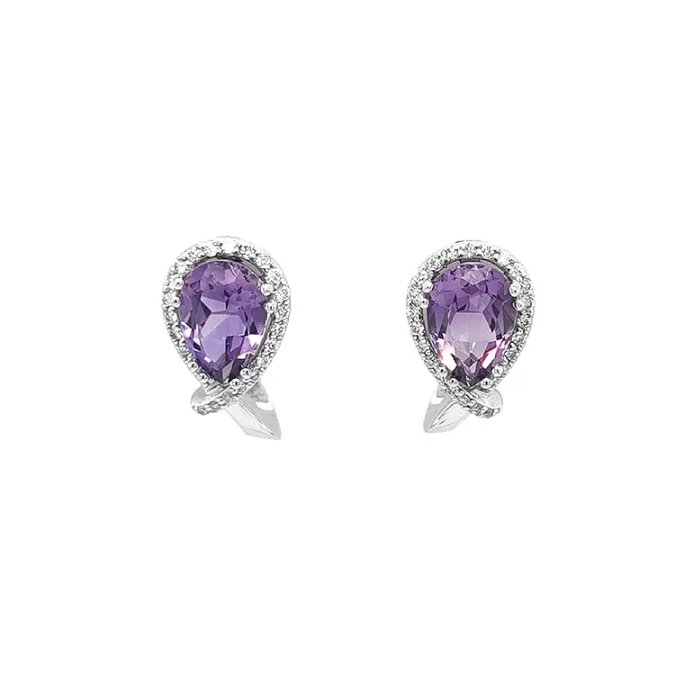 Gold-Ohrringe Amethyste und Diamanten
