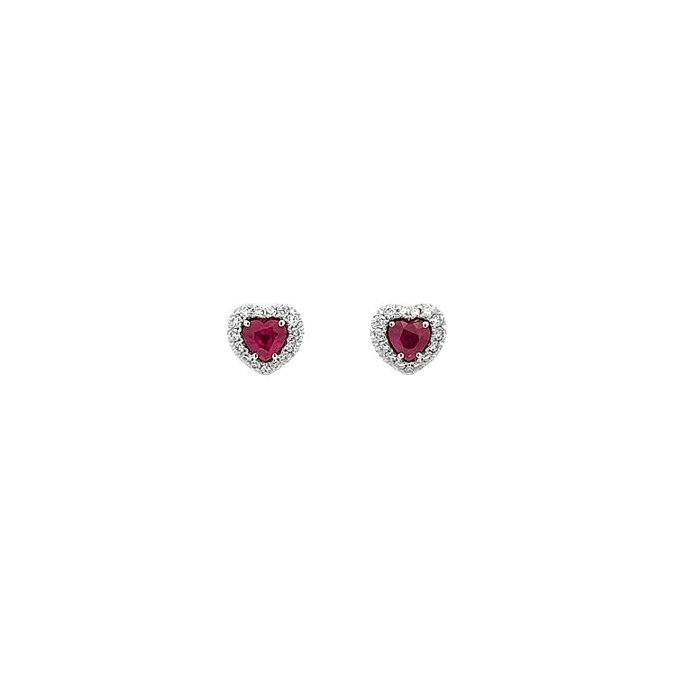 Goldohrringe mit Rubin und Diamanten