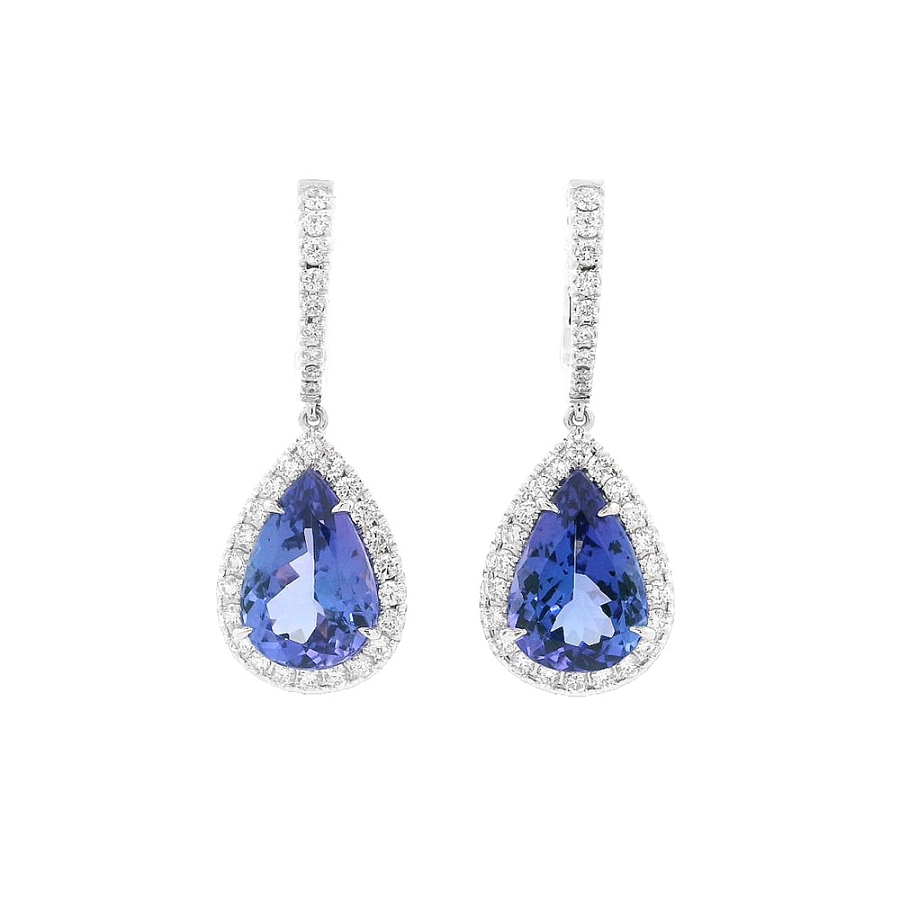 Luxuriöse Ohrringe mit blauen Tansaniten und Diamanten