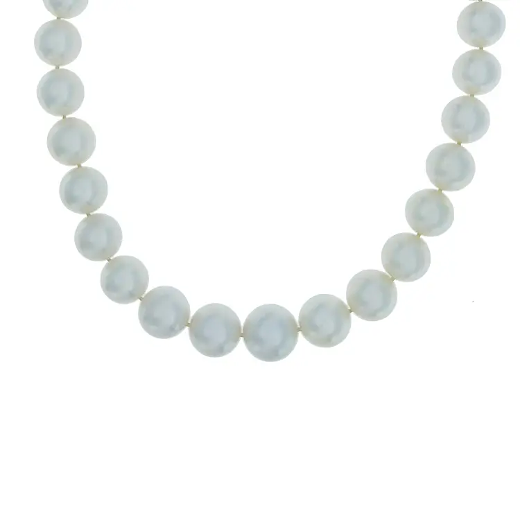 Goldkette aus echten Weißmeer-Perlen und Diamanten