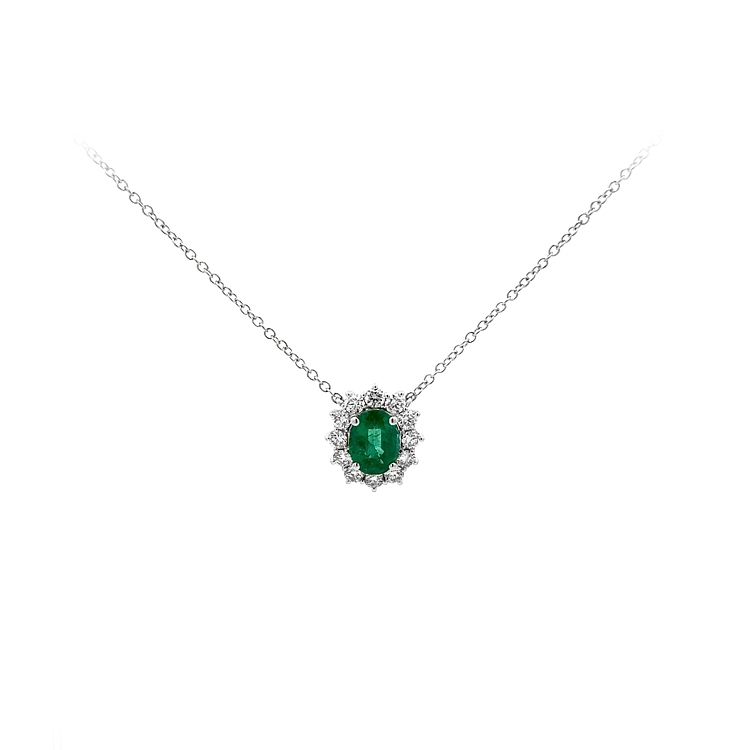 Gold Halskette Smaragd und Diamanten