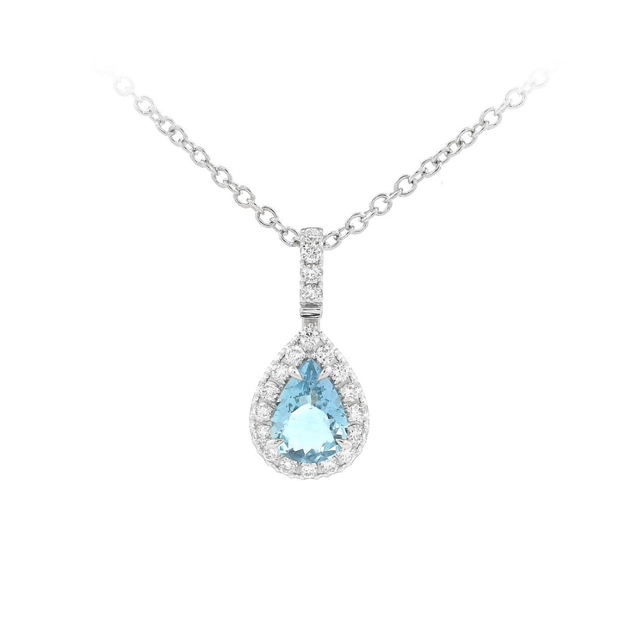 Luxuriöse Halskette mit Aquamarin in Kombination mit Diamanten