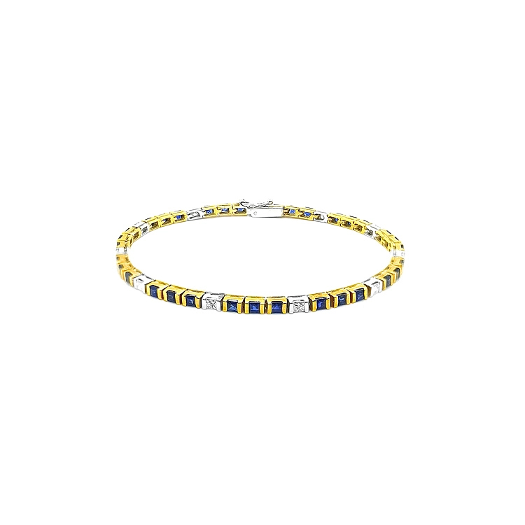 Goldarmband mit Saphiren und Diamanten