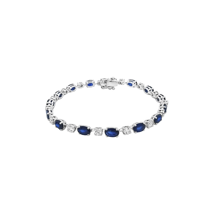 Gold-Tennisarmband mit Saphiren und Diamanten