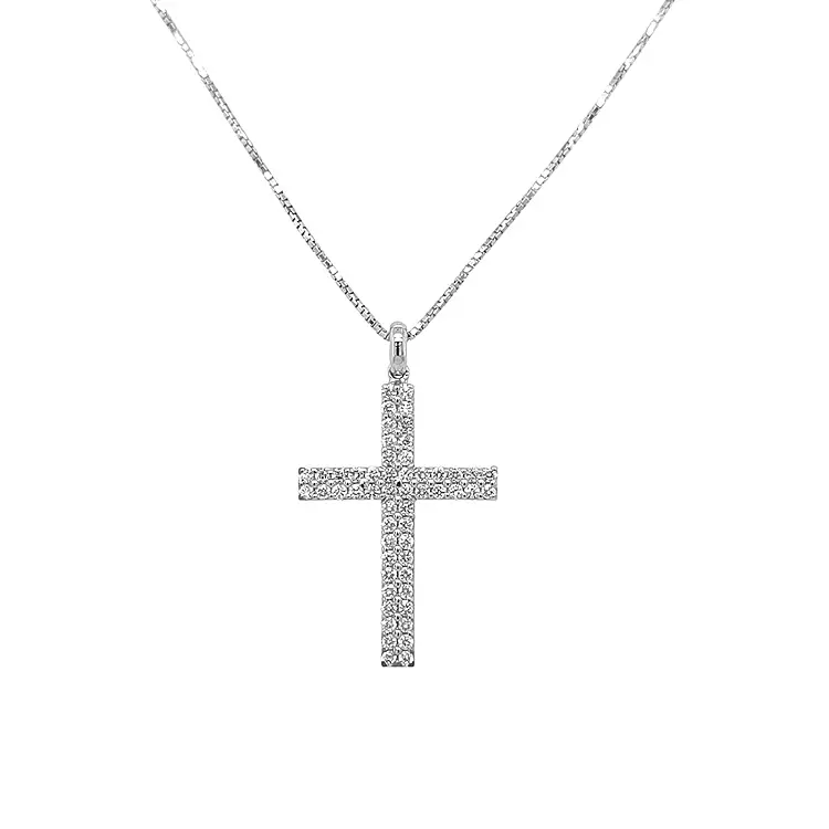 Gold-Anhänger Kreuz mit Diamanten