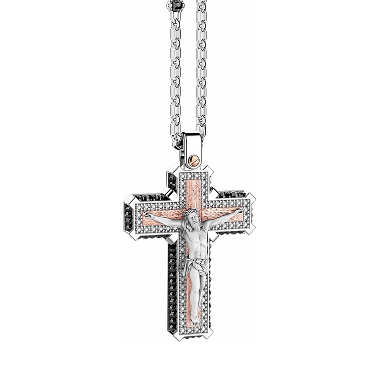 Goldanhänger Kreuz Zancan Black Magic Chic EC809BR