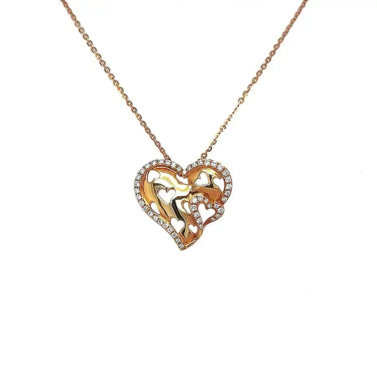 Gold-Anhänger Herz mit Diamanten