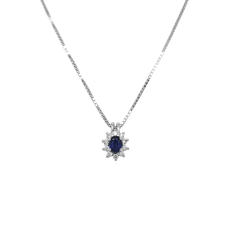 Gold-Anhänger mit Saphir und Diamanten