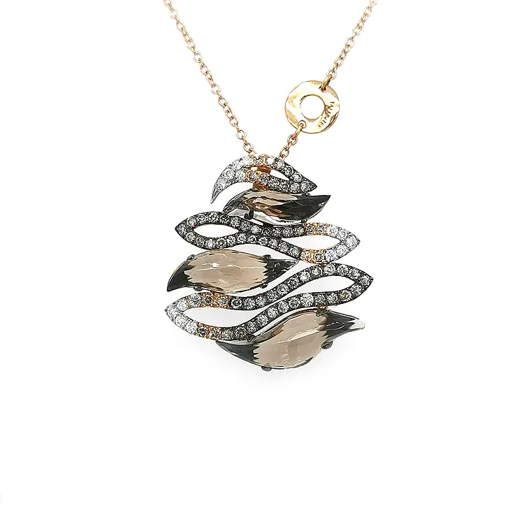 Gold-Anhänger mit Zahneda und farbigen Diamanten