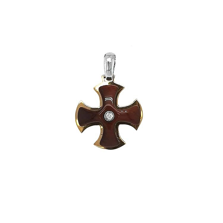 Gold-Anhänger mit Tigerauge und Diamanten