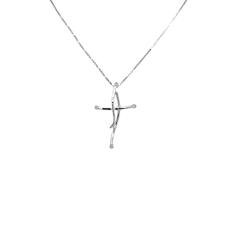 Gold-Anhänger Kreuz mit Diamanten
