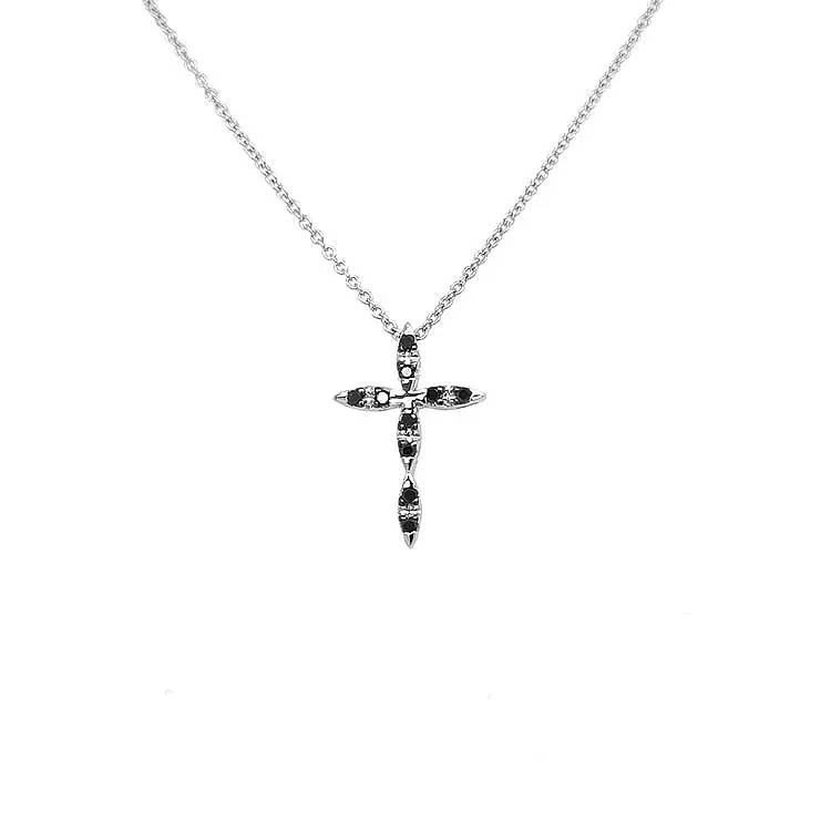 Gold-Anhänger Kreuz mit schwarzen Diamanten