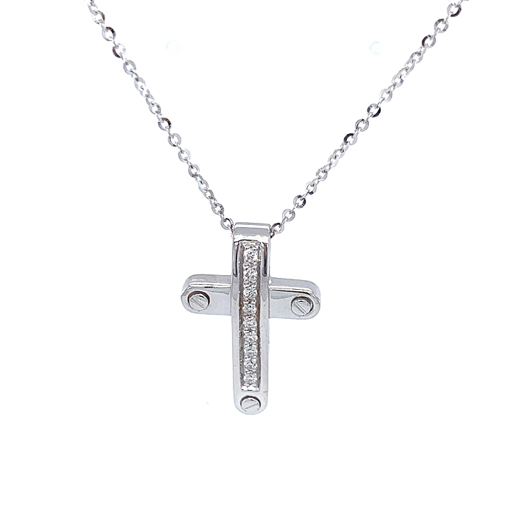 Gold-Anhänger Kreuz Zancan Insignia mit Diamanten EC584B