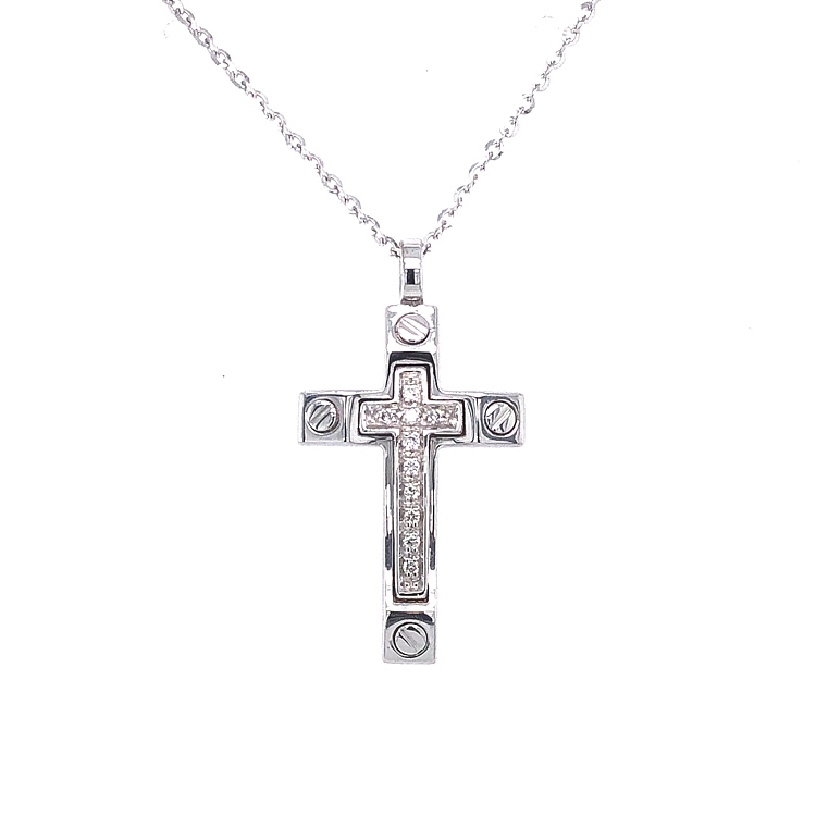 Gold-Anhänger Kreuz Zancan Insignia mit Diamanten EC592BR