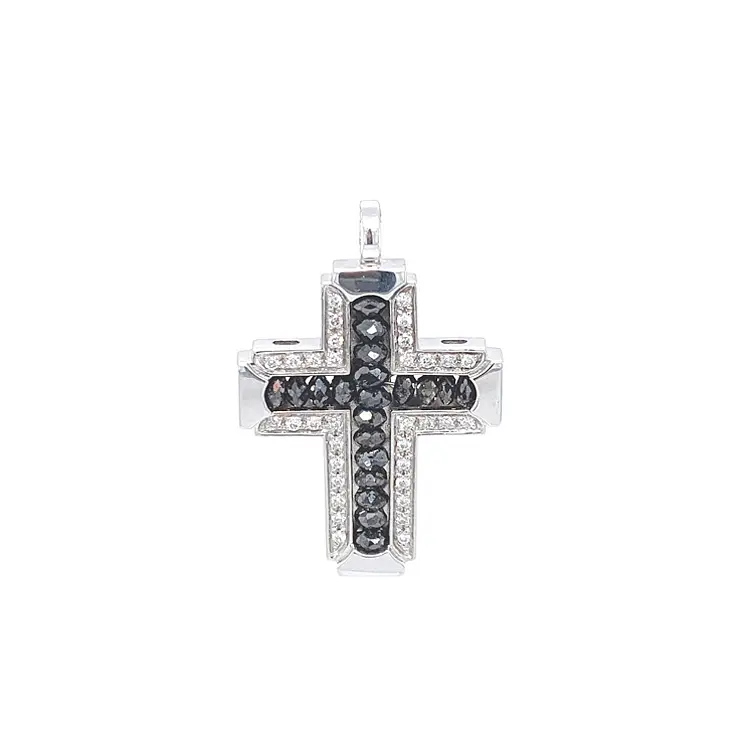 Golden Cross Zancan Black Magic mit weißen und schwarzen Diamanten EC222B