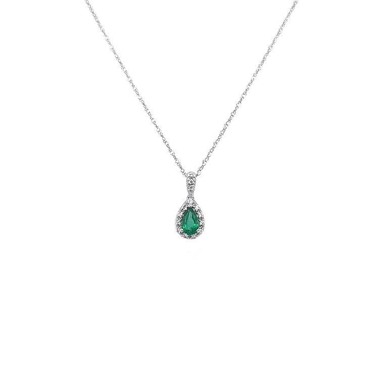 Smaragd-Anhänger mit Diamanten aus Weißgold